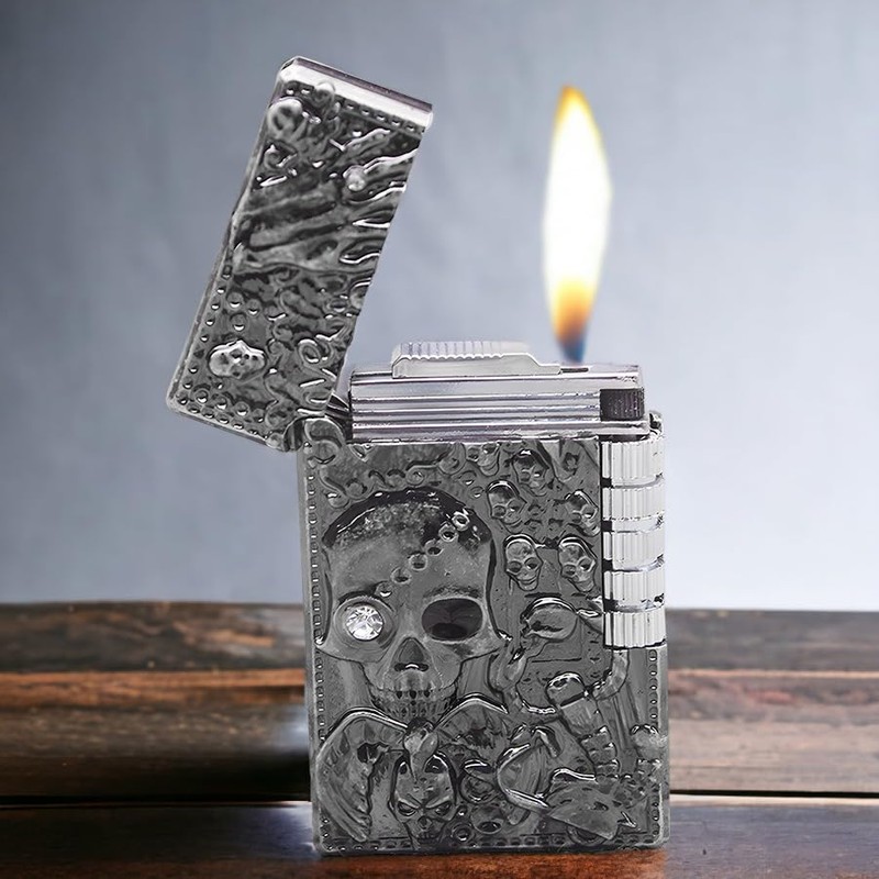 QFECT Skull Lighter, Refillable Butane Lighter, Lighter for Candles, Soft