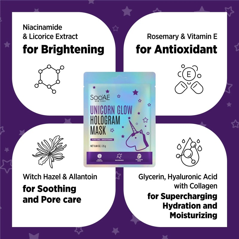 Sooae Soo'AE Unicorn Glow Hologram Mask [1 EA] Clarify Brightening