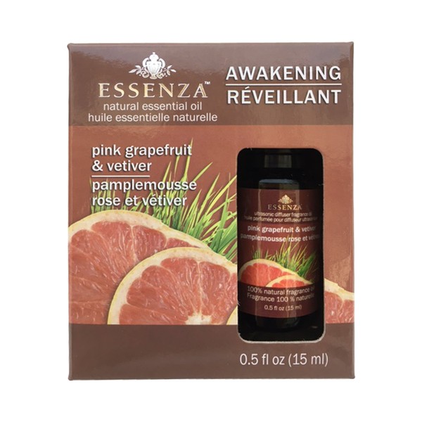 Essenza - Aceite esencial natural de color rosa pomelo y Vetiver - 0.5 oz.