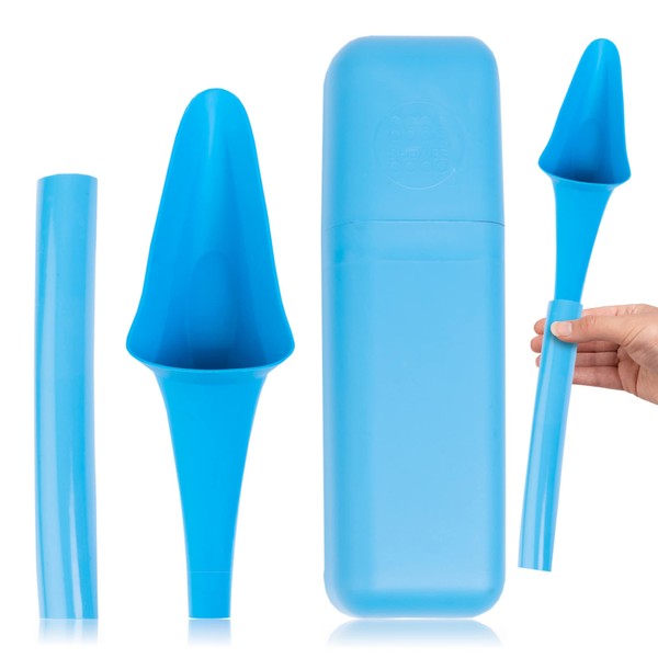 SHEWEE Flexi + Case – Reusable Pee Funnel – A Flexible, Larger Version of The Original Female Urination Device Since 1999! Quickly, Easily & Discreetly, Wee Standing Up. Comes with Pipe & Case – Blue