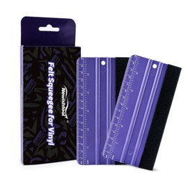 NEWISHTOOL 2 PCS 15CM Felt Squeegee for Vinyl Wrapping and Measuring, Purple Plastic Ruler Squeegee with Fabric Edge, PPF Film Wrap Applicator Glass Tinting Installation Sign Making Car Wrap Tools