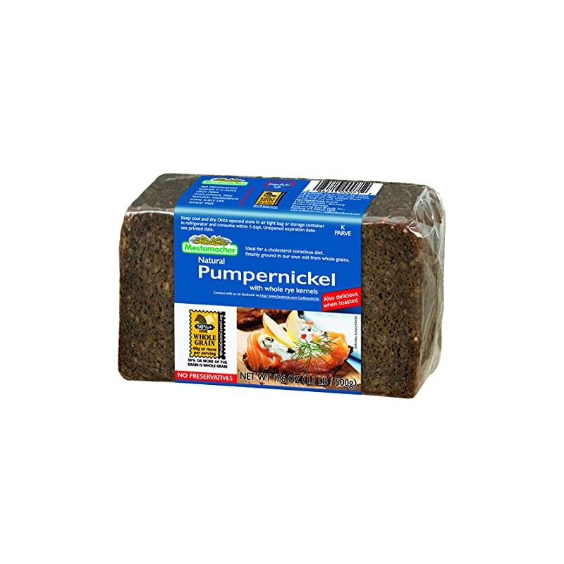Mestemacher Whole Grain Bread (Pumpernickel, 17.6 oz, pack of 6)