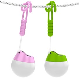 LETMY Rechargeable Camping Lights, 2 Pack Portable tent lights With 4 Lighting Modes, 150LM LED Camping Lantern, Only 20g Hanging Tent Lantern With Silicone Lanyard for Kids Hiking Backpacking Outages