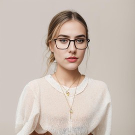 HAITONGCR Luxurious Black & Gold Rectangular Reading Glasses - A Stylish Accent for Every Moment Reading Blue Light Blocking Square Glasses 1.0 R1121