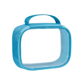 Moyad TSA Approved Clear Toiletry Bag, 1 Pack Quart Size 3-1-1 Liquids Pouch for Travel, Transparent Makeup & Cosmetic Organizer for Women Men, Blue