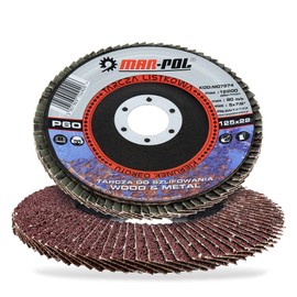 MAR-POL® Professional Serrated Disc Diameter 125 mm x 22.23 mm for Metal & Steel & Wood Flap Sanding Disc P60 Grit Brown Sanding Disc Flap Discs 12200 rpm Angle Grinder Accessories