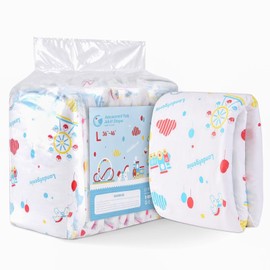 Landofgenie Printed Adult Brief Diapers 10 Pieces Incontinence Underwear Large Overnight Diapers with Tabs (Large 36"- 46")