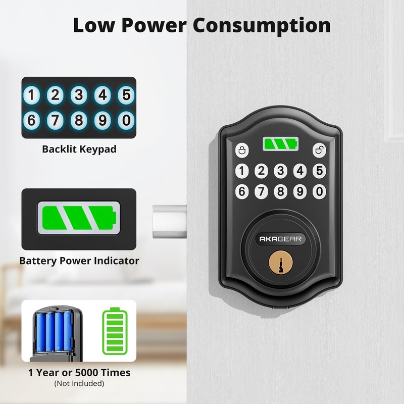 AkaGear Keyless Entry Door Lock with Keypad - Smart Deadbolt