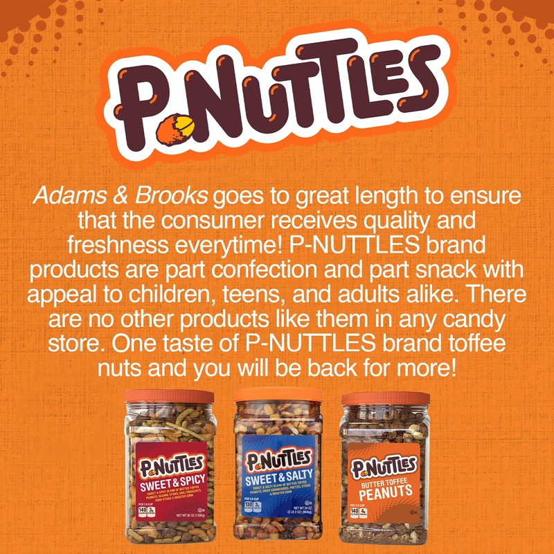 P-Nuttles Butter Toffee Covered Peanuts, 44 Oz Resealable Jar (Pack