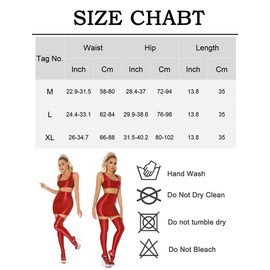 FEOYA Oil Shiny Bodycon Rave Skirtfor Women High Waist Glossy Pencil Mini Skirts Club Party Outfits Red M