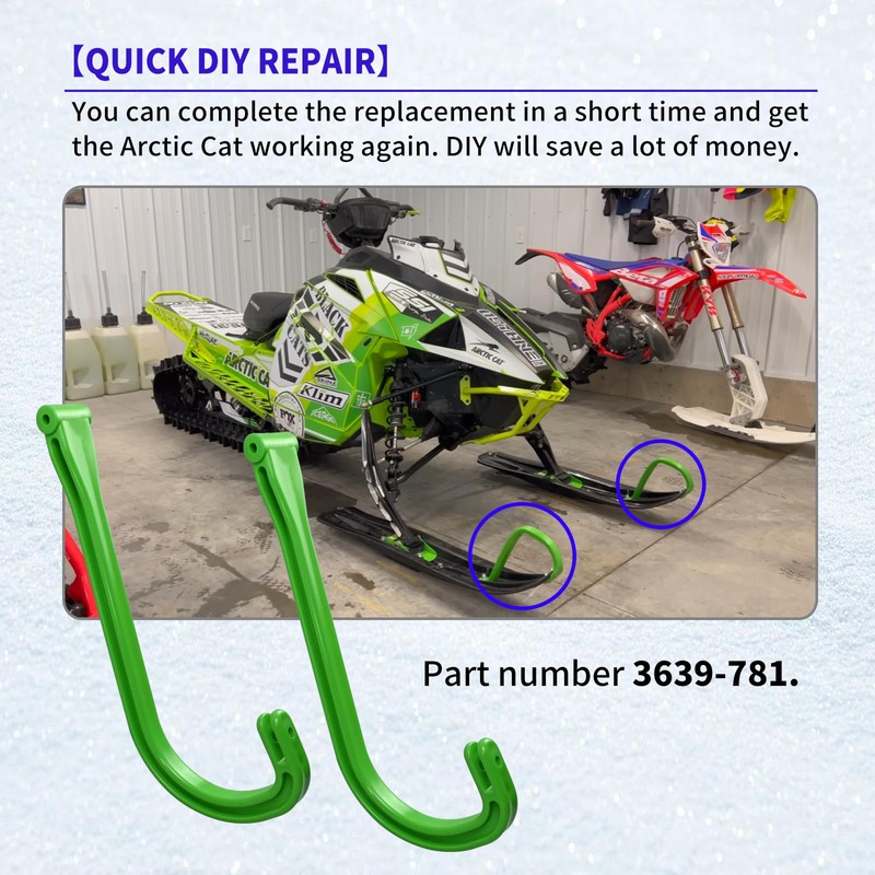 One Pair Vsttar 3639-781 Pair Green Snowmobile Ski Handle, Ski