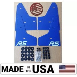 StreetRays 2016+ Ford FOCUS RS Mud Guard Flaps Set BLUE w/ Logo & Hardware Kit