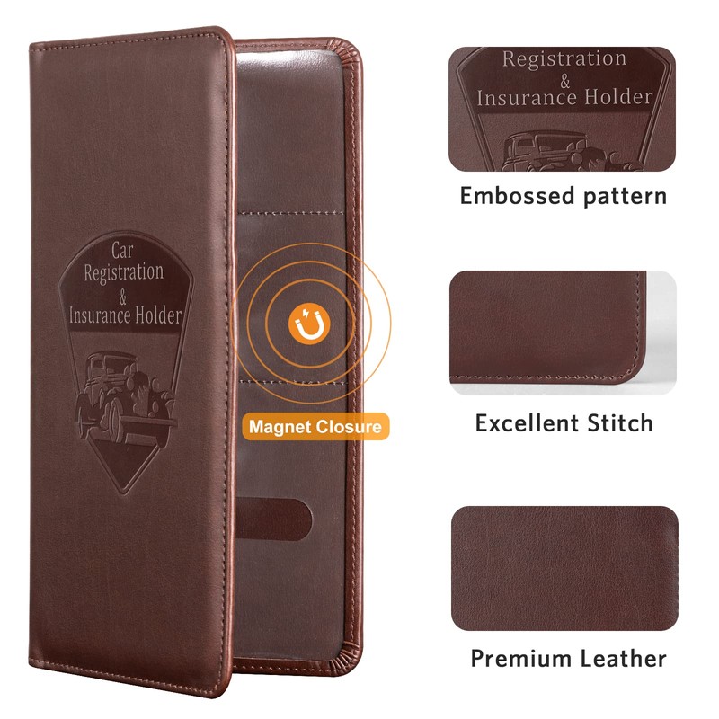 CoBak Premium Faux Leather Car Document Holder with Magnetic Closure