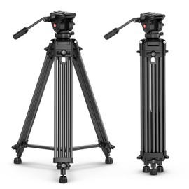ULANZI MT-81 Camera Video Tripod with 360 Degree Fluid Head, 61inch/155cm Heavy Duty Aluminum Alloy Camera Tripod Stand, Quick Release Plate Compatible with DSLR Camcorder, Load Up to 17.6lb/8kg