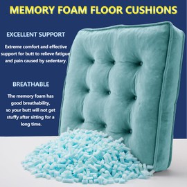1 MIDDLE ONE Floor Pillow Set of 2, Memory Foam Meditation Cushion, Floor Cushions for Adults Sitting, Large Square Seat Cushions for Yoga, Couch, Sofa, Kids, Living Room, 20x20 Inch (Blue)