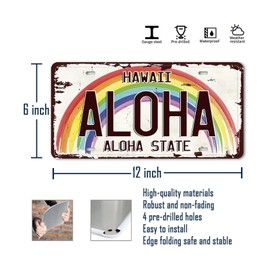Hawaii License Plate Decor Aloha Sign Hawaiian Wall Art Beachy Room Decor Vintage Hawaiian License Plate Summer Aloha Metal Tin Signs Home Decor Gifts 6x12 Inch