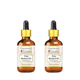 Greenwood Essential Pure Mustard Oil (Brassica juncea) with Two Glass Droppers Cold Pressed (Pack of Two) 10ml X 2 (0.66 oz)