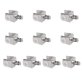 Aopin Glass Shelf Bracket with Dowel Pin, Adjustable Glass Clips Glass Clamp Brackets, Polished Finish Zinc Alloy, for 5-8 mm / 0.19-0.3 inch Thickness Wooden/Acrylic/Glass Shelf, Silver, 10 PCS