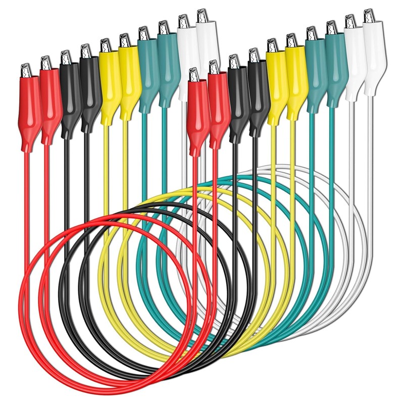 AYMBH 10PCS 50cm Double-Ended Alligator Clips Test Leads Insulated PVC