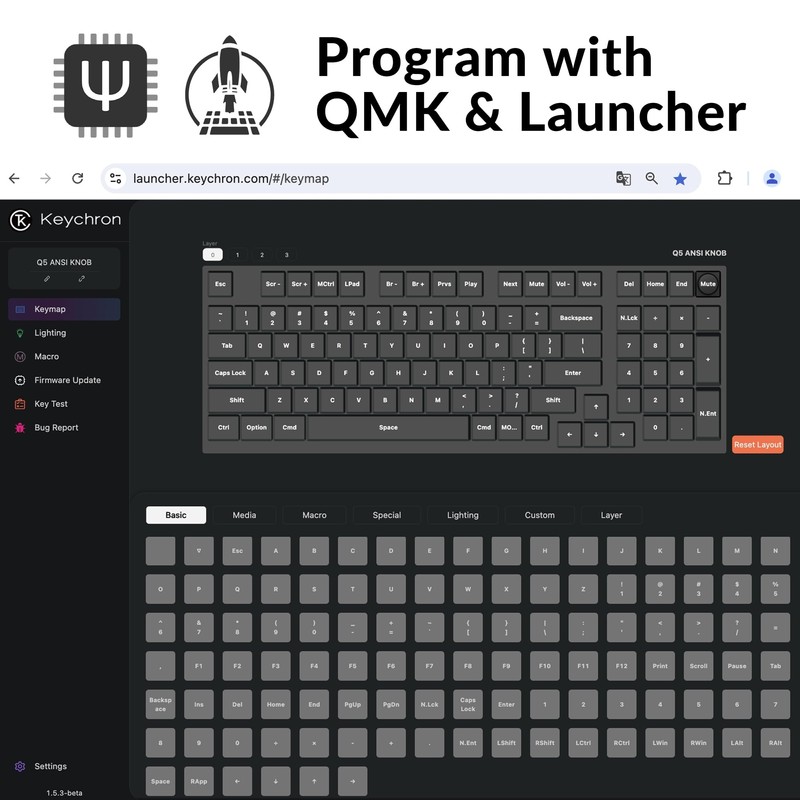 Keychron Q5 Wired Custom Mechanical Keyboard Knob Version, 96% Layout