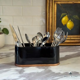 DAILY RITMO® Black Countertop Silverware Holder