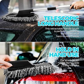 ALFLOD 30Pcs Car Detailing Kit, Car Detailing Brush Set, Car Wash Cleaning Kit, Car Dusters Extendable Handle Cleaning Exterior, Car Cleaning Gel, Car Cleaning Tools Kit for Interior, Exterior, Wheels