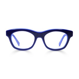 eyebobs Bumfuzzle Premium Reading Glasses for Women and Men | Round Average-Size Reading Glasses | Blue Layer Front and Temples | 3.50