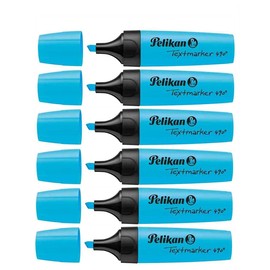 PELIKAN Highlighter 490 Highlighter Pack of 6 1-5 mm Chisel Tip Neon Blue