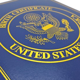 U.S. Birth Certificate Holder – Elegant Navy Blue Cover with Gold Foil Eagle Emblem | Unisex Baby Keepsake & Newborn Gift
