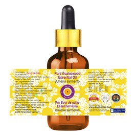Deve Herbes Pure Guaiacwood Essential Oil (Bulnesia sarmientoi) with Glass Dropper Steam Distilled 10ml (0.33 oz)