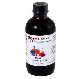 Musk Fragrance Oil - 4 oz - Supplied in 4 oz. Amber Glass Bottle with Black Phenolic Cone Lined and Safety Sealed Cap