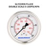 MEASUREMAN 2-1/2" Dial Size, Glycerin Filled Pressure Gauge, 0-100psi/kpa, 304