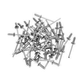 Motoforti Dome Head Large Flange Blind Rivets 4mm Grip Diameter 10mm Grip Length 7.8mm Flange Diameter Stainless Steel Carbon Steel Silver Tone 50 Pcs