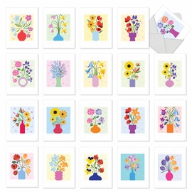 The Best Card Company - 20 Assorted Blank Notecards Boxed Set 4 x 5.12 Inch with Envelopes (20 Designs, 1 Each) - Garden Addition AM10331OCB-B1x20