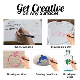 Glitter Gel Pens Extra-Fine Tip 0.7mm for Painting Coloring Drawing On Paper Stone Ceramic Glass Rock Wood Fabric Scrapbooking DIY Craft Making Art Supplies Card Making Set of 12 markers