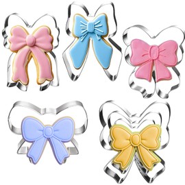 Auktosmn Bow Cookie Cutter Set-7 Piece-2.2" to 4.0"-Dishwasher Safe - Metal Cookie Cutter for Baking - Perfect for Baby Shower, Birthday, Wedding, and Graduation Cookies