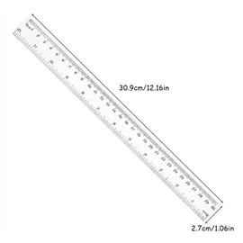 12 Pcs 12 in Clear Plastic Ruler 30cm Transparent Straight Metric with Centimeters and Inches for Student School Office Rulers Scale ﻿