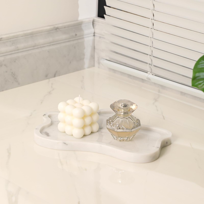 Carrara White Marble Tray, 11"X8" Vanity Decorative Marble Tray