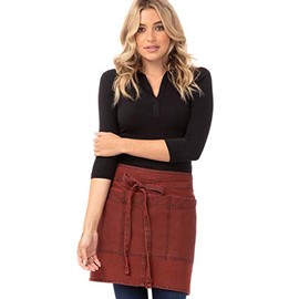 Chef Works Uptown Half Bistro Apron, Red/Navy, One Size