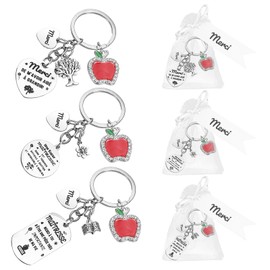 French Teacher Gifts, 3Pcs Apple Keychain for Teacher from Students, Teacher Appreciation Gifts French, Thank You Gift for Christmas Graduation Valentines - Cadeau Professeur/Enseignante en Francais