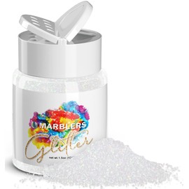 MARBLERS Holographic Glitter [Rainbow White] 1.5oz (42g) | Fine | Non-Toxic, Vegan, Cruelty-Free | Face, Body, Eyeshadow, Hair, Festival, Party Makeup | Nail Art, Polish | Resin, Tumbler, Slime, Craft