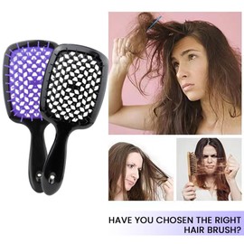 2Pcs Lixera Detangling Hair Brush, Wet and Dry Detangle Brush for Curly Hair Easily Removes Tangles Brush Anti-static Hair Comb Massage Vented Brush (Black+Purple)