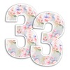 2 x 15cm Tall Vintage Floral Number Vinyl Stickers -