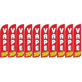 Vape Shop Pack of 10 Windless Flags | Advertising Vape Shop Flags for Business | Weatherproof Polyester Vape Shop Flags | Outdoor Vape Shop Flags for Business (Hardware Not Included)