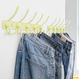 Dseap Coat Rack Wall Mounted - 5 Tri Hooks, Heavy Duty, Stainless Steel, Metal Coat Hook Rail for Coat Hat Towel Purse Robes Mudroom Bathroom Entryway, Yellow