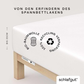 Schlafgut Casual Fitted Sheet, 90 x 190 cm to 100 x 200 cm, Full White, Fitted Sheet Made from 100% Organic Cotton