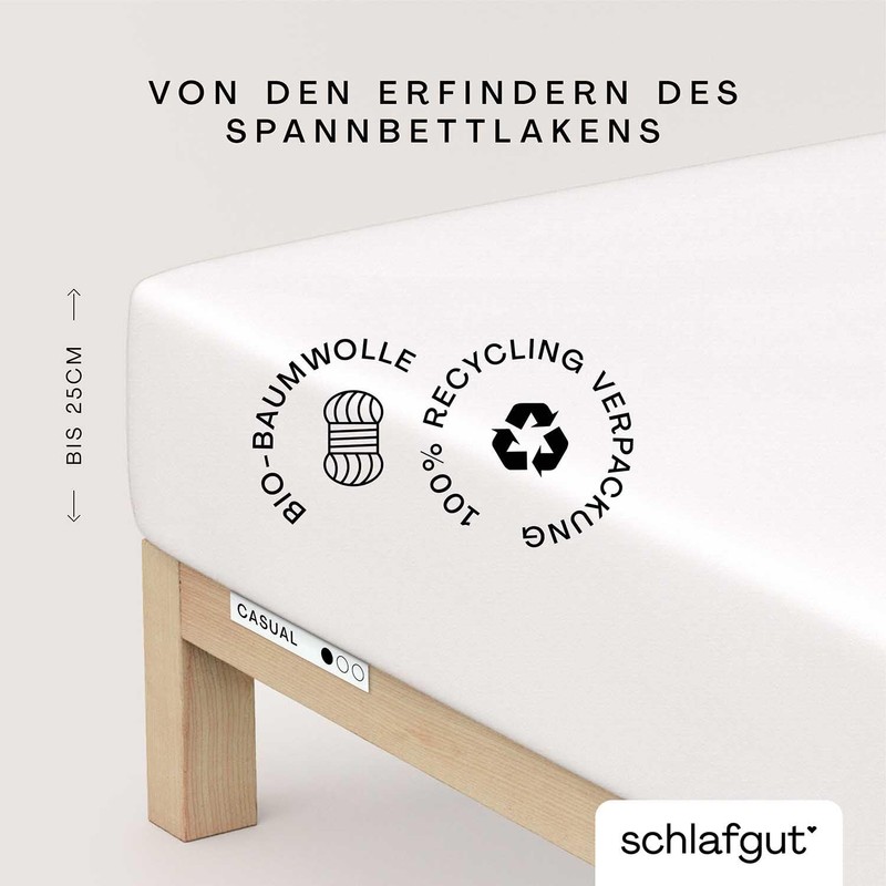 Schlafgut Casual Fitted Sheet, 90 x 190 cm to 100