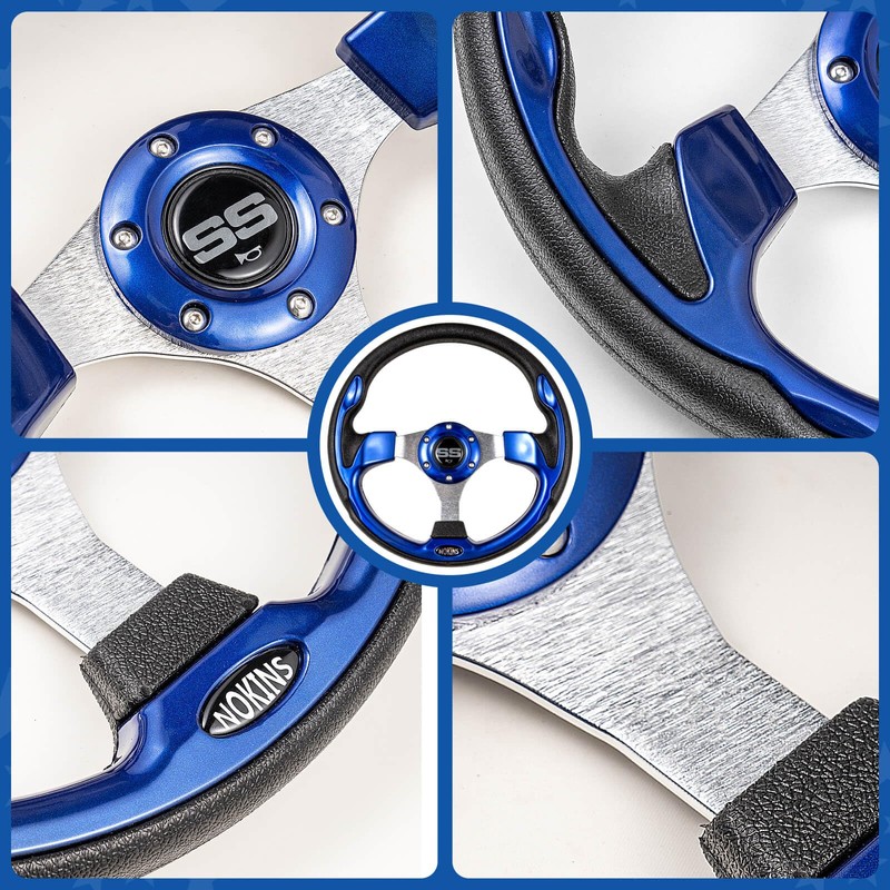 NOKINS 12.5" Universal Golf Cart Steering Wheel, Fit EZGO TXT/RXV/Club