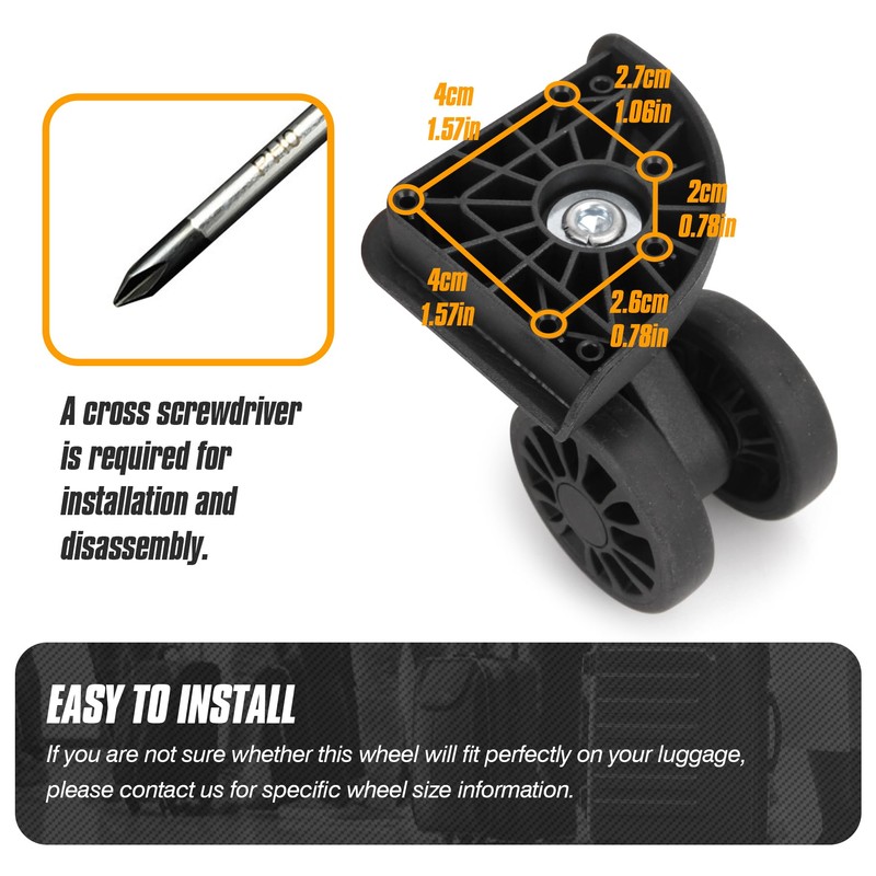 Volein V206-B 1 Pair Suitcase Replacement Wheels Robust Luggage Wheels