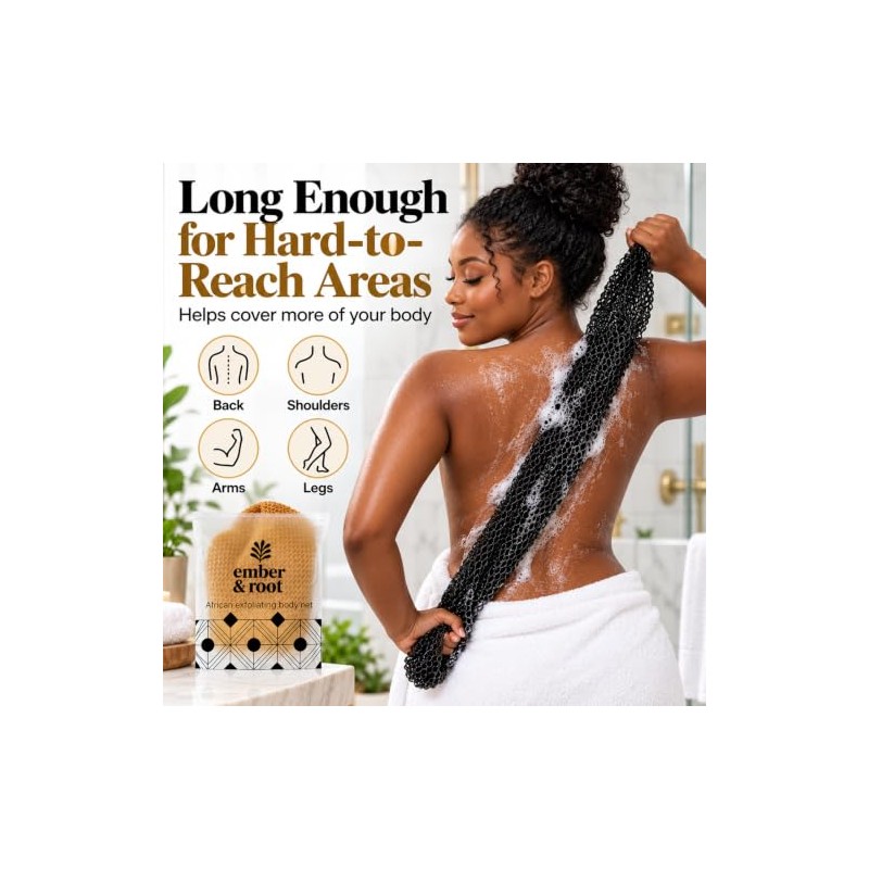 Esponja exfoliante corporal africana Ember and Root, esponja exfoliante africana